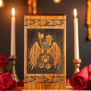 Handcrafted heels sun bird fly wave & Natural Wood Cremation Urn Ashes <b>Box</b> Artistic Funeral <b>Memorial</b> <b>Keepsake</b> by AYAANS - Product Image 1