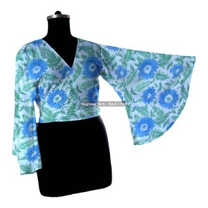 Haut de bikini en coton pour la plage - Haut à nouer style bohème - Haut de bikini indien à nouer - Haut imprimé à la main style hippie - Product Image 4