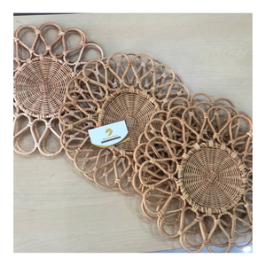 High Quality Handmade Rattan <b>Placemat</b> with Floral Shape | Natural Wicker Charger Plate for Table Setting - Product Image 1