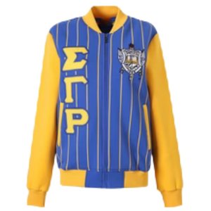 Chaqueta de forro polar con rayas Sigma Gamma Rho, ropa de hermandad griega, chaqueta cálida con cremallera premium para mujer - Product Image 1