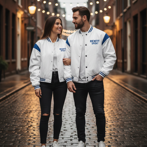 Veste de baseball unisexe RexFit Sport personnalisée, style Letterman, avec manches en cuir, patch brodé, OEM ODM - Product Image 3