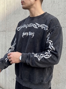 Mens Acid Wash Graphic Print <b>Sweatshirt</b> <b>Vintage</b> <b>Oversized</b> Crew Neck Pullover Cotton Fleece Casual Streetwear Custom <b>Sweatshirt</b> - Product Image 2