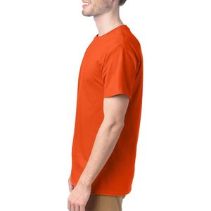Camiseta de Algodón de Color Naranja Sólido para Hombre, Cuello Redondo, Manga Corta, Informal, Veraniega, Transpirable, Suave, Corte Regular, Básica, Vibrante - Product Image 3