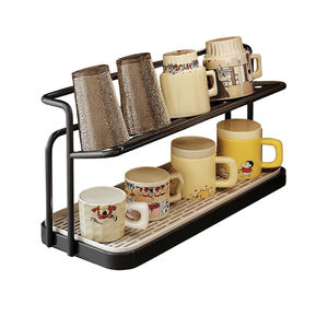 Égouttoir à bouteilles multifonction à 2 niveaux avec plateau de drainage pour comptoir de cuisine et rangement de tasses - Product Image 3