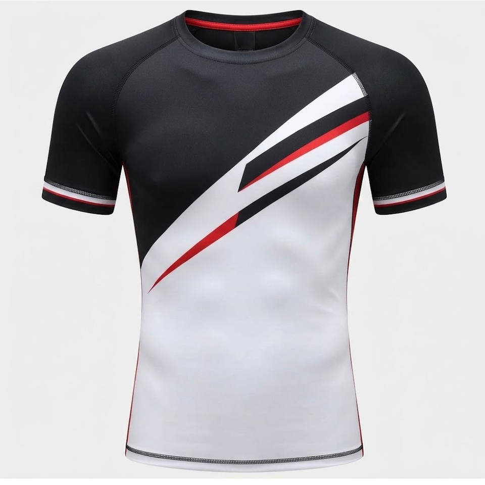 Men Active Training Rash Guard Short Sleeve Breathable Quick Dry Sports ...