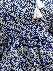 Camiseta sin Mangas Casual con Bordado Floral, Estampado Floral en Bloque, Cuello Mao, Manga Larga, Camiseta de Algodón con Estampado Floral para Mujer - Product Image 3