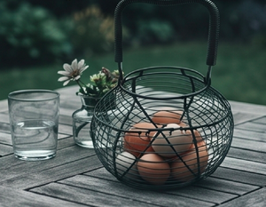 Black Metal <b>Egg</b> <b>Basket</b> Rack Powder-Coated Stylish For Kitchen Storage Use And Display Holder Handcrafted - Product Image 4