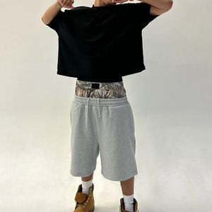 Pantalones Cortos de Punto Personalizados para Hombre, de Doble Cintura, Estilo Urbano, de Algodón con Lavado Ácido y Pedrería - Product Image 6