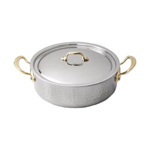 Nouvelle arrivée : Casserole en acier inoxydable avec couvercle, design rond, finition polie durable, lavage à la main uniquement, 33 cm - Product Image 2