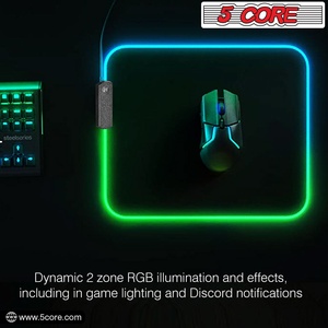 5Core <b>Gaming</b> Mouse Pad RGB 12 <b>Light</b> Modes 2 Zone Desk Mouse Mat w Rubber Base - Product Image 4