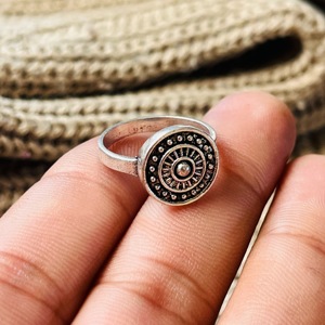 Brass Chakra <b>Ring</b> <b>Boho</b> Tribal <b>Ring</b> 925 sterling silver <b>ring</b> Bedded <b>ring</b> oxidized silver <b>ring</b> for Men's - Product Image 2