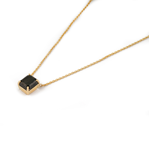 Élégant Collier Pendentif Solitaire en Or Jaune 18K avec Diamant Noir, Pierre de Naissance d'Avril, Nouveauté, pour Port Quotidien, Fournisseur de Bijoux - Product Image 5