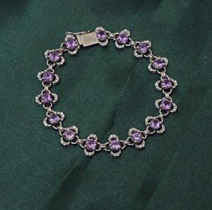 Natural Amethyst Stone Gold 925 Sterling Silver <b>Charm</b> Luxury Bracelet Elegant Purple Crystal Jewelry Party February Birthstone - Product Image 3