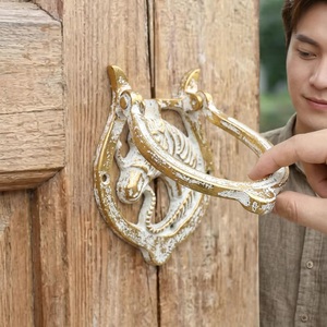 ที่เคาะประตูรูปสุนัขจิ้งจอกเหล็กหล่อแบบชนบท ตกแต่งทางเข้าบ้านภายนอก ด้ามจับโลหะทนทาน เป็นมิตรกับสิ่งแวดล้อม กันน้ำ ติดตั้งง่ายด้วยกาวในตัว - Product Image 1