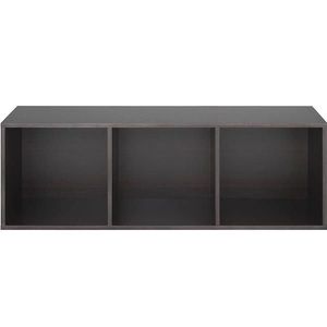 Dark Brown <b>3</b>-Tier Open Shelf Bookcase with <b>3</b> <b>Cubes</b> <b>Storage</b> Wood Organizer Bookshelf - Product Image 4