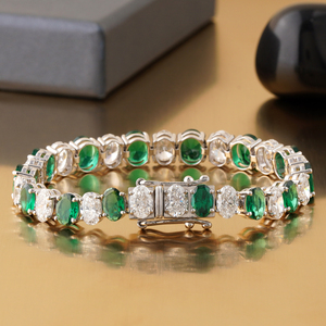 Bracelet tennis ovale 18,06 CT en diamant de laboratoire et zircone cubique, or blanc 14 carats, accessoire de mode - Product Image 2