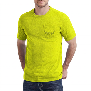 Men's Green Cotton <b>T</b>-<b>Shirt</b> <b>With</b> Embossed Logo <b>Pocket</b> Regular Fit Casual Short Sleeve O-Neck Jersey Knitted Breathable - Product Image 3