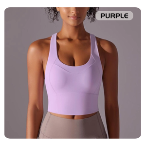 Débardeur de yoga contrastant pour femme avec soutien-gorge de sport push-up, bretelles convertibles, extensible, respirant, antichoc, et short intégré - Product Image 6