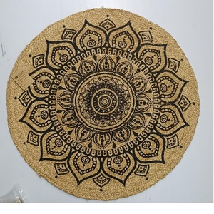 Modern Eco-Friendly Jute Handmade Braided Round Floral <b>Table</b> <b>Mat</b> 300mm Diameter 5mm Thick for Hotel Home & Restaurant Use Logo - Product Image 1