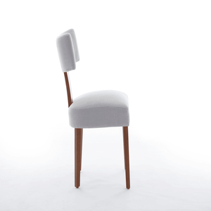 Set di 2 Sedie da Pranzo Moderne Senza Braccioli con Schienale Curvo in Tessuto di Lino e Gambe in Legno Massello per Sala da Pranzo, Soggiorno e Ristoranti - Product Image 3