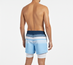 กางเกงชายหาดแบบซับลิเมชั่นสั่งทำพิเศษ 2 in 1 กางเกงว่ายน้ำผู้ชายพร้อมกางเกงเลกกิ้งซับในแบบรัดรูป แฟชั่นทันสมัย แห้งเร็ว - Product Image 4