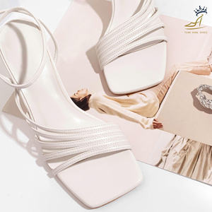 Elegant Square Toe 9cm Sturdy Block Heel <b>Sandals</b> Cross-Strap PU <b>Dress</b> Shoes ODM/OEM Vietnam - Product Image 5