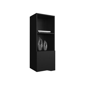 Mobiletto da parete nero da 43,3 pollici di altezza per soggiorno, 1 anta e 3 ripiani - Product Image 2