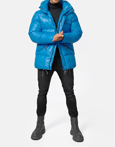 Chaqueta Acolchada Larga con Capucha para Hombre, Impermeable, Color Azul Sólido, Abrigo de Plumón para Invierno - Product Image 2