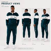 Ensemble de survêtement unisexe décontracté avec logo personnalisé, fournisseur OEM, 2-en-1, blocs de couleur, demi-zip, grande taille, streetwear d'hiver, sweat-shirt et pantalon de jogging