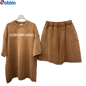 Conjunto de Camiseta y Pantalones Deportivos Personalizados, Cómodos, Unisex, Estilo Vintage, Lavado Desgastado, Talla Grande, Transpirables para Verano - Product Image 5