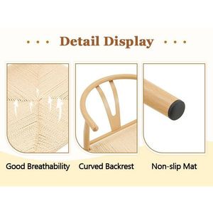 Sedia da Pranzo Wesborn a Y in Stile Medievale, Colore Legno Naturale con Dettagli in Ferro e Seduta Intrecciata in Corda Naturale per Poltrona - Product Image 2