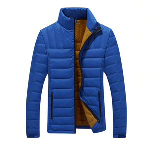 Chaqueta Acolchada para Hombre, Color Azul Marino, con Revestimiento, Cuello Alto, Cierre de Cremallera, Tejido de Lona Transpirable y Ecológico, Ropa Casual de Invierno - Product Image 6