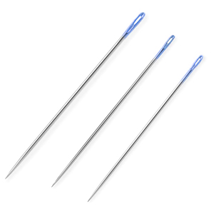 Aiguilles à extensions de cheveux en acier inoxydable à œil bleu, nouveau design, aiguilles à tisser droites à grand œil de précision, ensemble professionnel - Product Image 1
