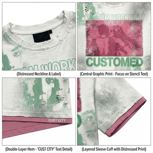 Custom Work Only Printed T-Shirt Men Short Sleeve O-Neck Cotton Casual Fit With Contrast Trim Pattern Design - Product Image 2