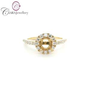Clásico 0.50ct Forma redonda 18K AU750 Oro blanco Halo Anillo de montaje con diamante natural para bodas y fiestas - Product Image 5