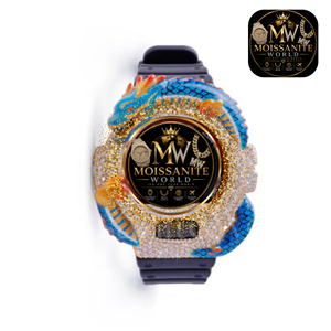 Caja de reloj estilo dragón con pavé completo de moissanita, diseño de esmalte colorido de lujo personalizado, reloj premium para unisex. - Product Image 2