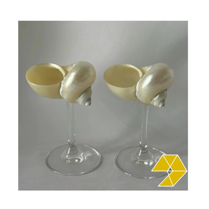 Vasos de cóctel de vidrio hechos a mano con diseño de concha natural para fiestas - Product Image 1