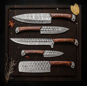 Wholesale LEGACY BLADES Premium 5Piece Damascus Kitchen <b>Knife</b> <b>Set</b> with Ambidextrous Wooden Handles 67-Layer Blades OEM Wholesale - Product Image 1
