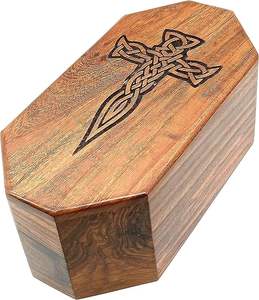 Small wooden cremation urn 8 inch memorial urn wooden ashes container funeral <b>keepsake</b> urn decorative wooden memorial <b>box</b> - Product Image 4