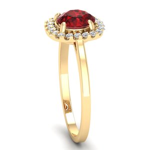 Anillo REYES de Oro Amarillo Sólido de 14K con Granate de Corte Redondo de 1Ct, Certificado IGI, Regalo de Aniversario, Joyería Fina - Product Image 3