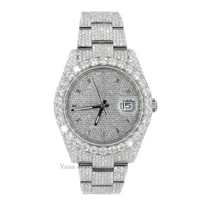 ตัวเรือนสแตนเลสสตีลคุณภาพสูง ประดับเพชร VVS มอยส์ซาไนต์ ระบบออโตเมติก กันน้ำได้ 100 บาร์ สไตล์ฮิปฮอปสำหรับผู้ชาย - Product Image 1