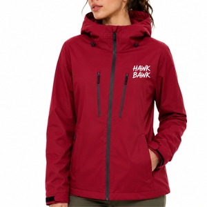 Chaqueta softshell ligera con capucha y cremallera completa para mujer, ropa para exteriores, corte regular, mangas largas, ajuste cómodo - Product Image 1