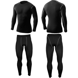 Ensemble de survêtement de compression pour homme 2 pièces, tenue de sport active pour la gym, ensemble de compression thermique doublé polaire, coupe ajustée - Product Image 2