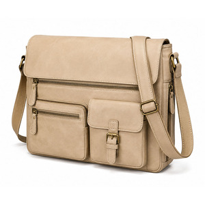 Sac messager en cuir véritable, sac à bandoulière vintage avec plusieurs compartiments pour le travail, les voyages, les hommes et les femmes - Product Image 1