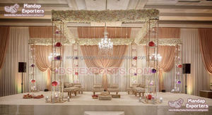 Decoración de Boda de Cuento de Hadas, Mandap Metálico, Chuppah, Mandap Metálico con Temática para Exteriores, Nuevo Mandap Floral Metálico para Bodas al Aire Libre en Londres - Product Image 6