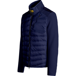 Blouson matelassé bleu marine pour homme, coupe-vent en polyester, manteau d'hiver, col montant, fermeture éclair, coupe droite, couleur unie 2026 - Product Image 1