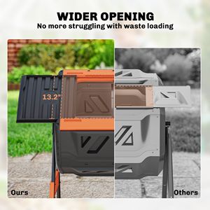 Compostiera Rotante da Esterno a Doppia Camera da 53 Galloni, Senza BPA, Arancione, con Aeratore e Ventole Regolabili - Product Image 6