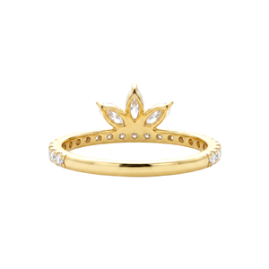 Manufacturer Marquise & Round Cut Lab Created Diamond 14K Solid Gold Lotus Floral Design Ring Dainty Crown Cluster Diamond Ring - Product Image 2