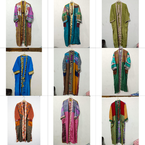 ชุดกิโมโนผ้าไหม ชุดกิโมโนทำมือ เสื้อคลุมยาว ชุดคลุมอาบน้ำผ้าไหม ชุดกิโมโนสำหรับงานแต่งงาน กิโมโนแบบปะติดปะต่อ เสื้อคลุมคาร์ดิแกนสำหรับผู้หญิง - Product Image 1