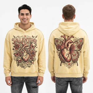 Sweat à capuche vintage bordeaux épais avec motif carte de tarot Les Amoureux, personnalisé, streetwear pour hommes, fabricant d'usine, vente en gros - Product Image 6